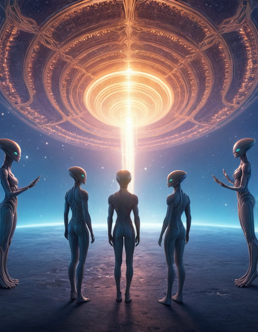 alien beings, communication, light patterns, space, extraterrestrial, intergalactic, intelligent life