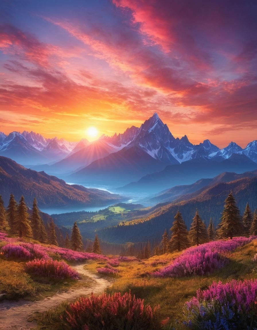 nature, sunrise, mountains, beauty, landscape