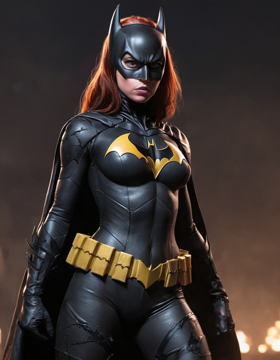 batgirl, superhero, confident, torn costume, battle-worn