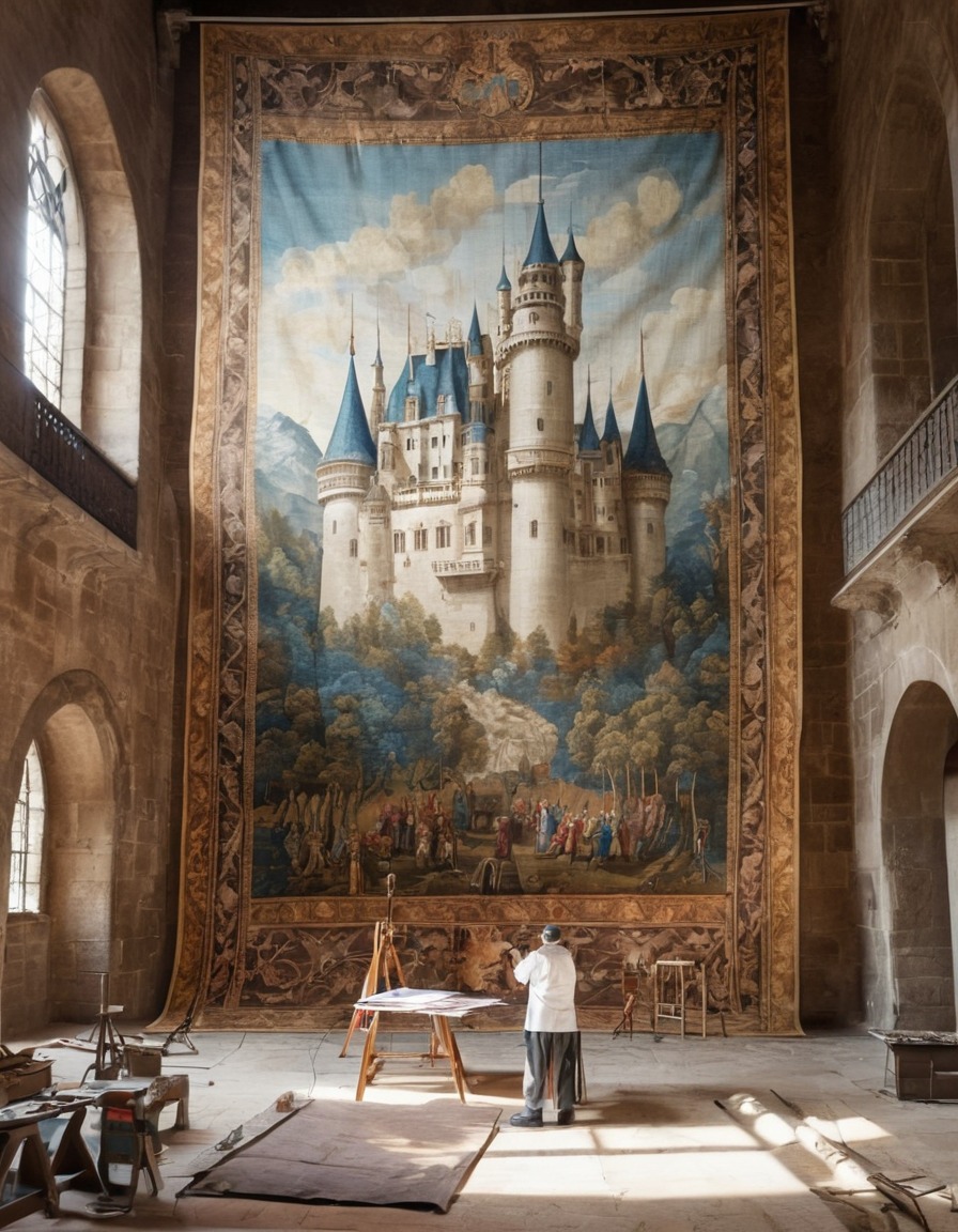 castle, tapestry, weaving, artisans, craftsmanship, middle ages