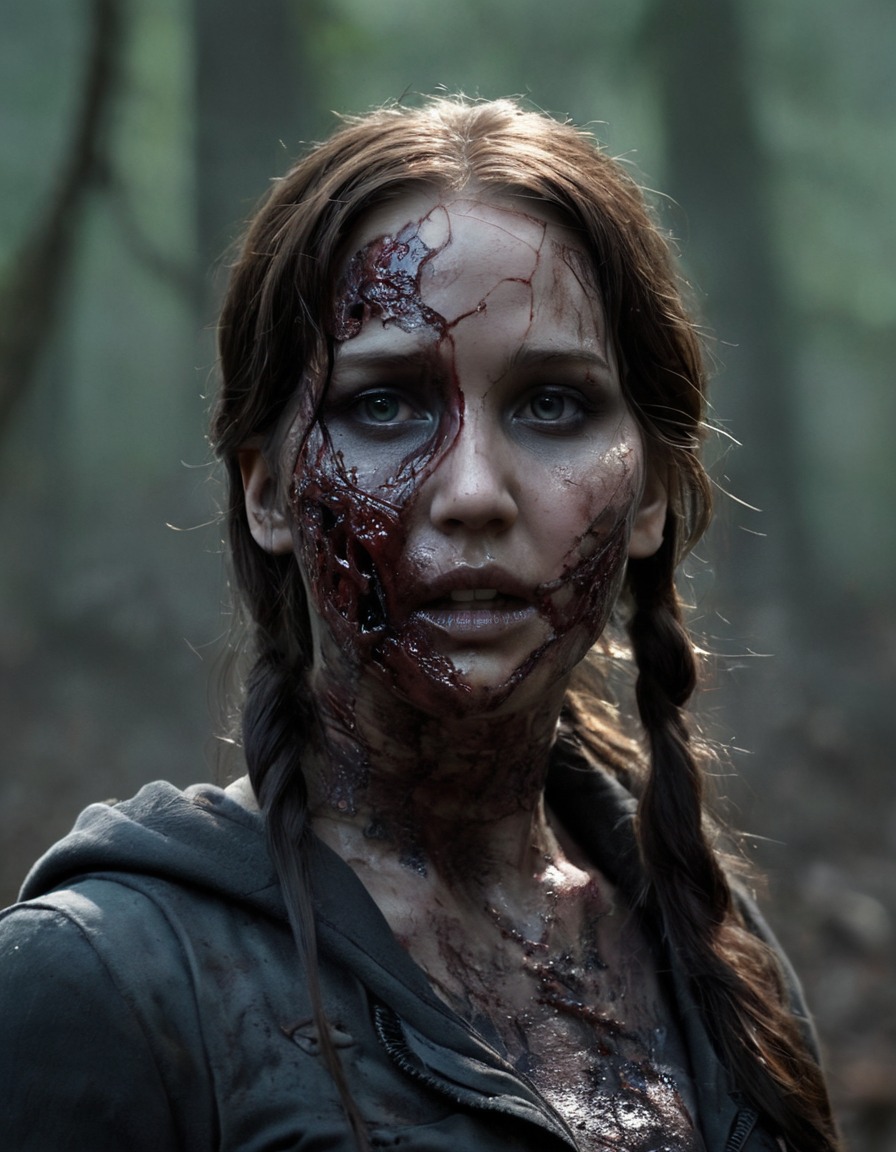 katniss everdeen, the hunger games, zombie, horror, illustration