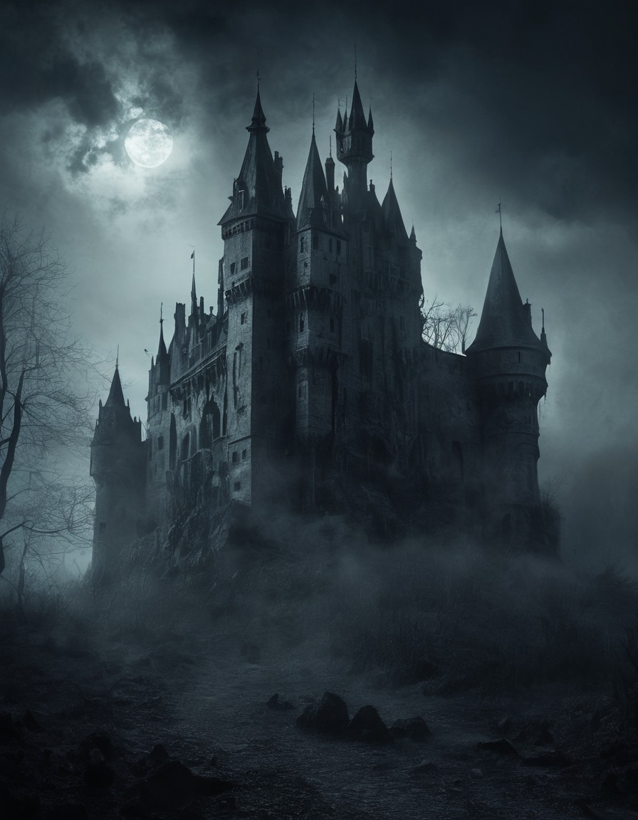 castle, haunted, mist, shadows, gothic, underground, dark