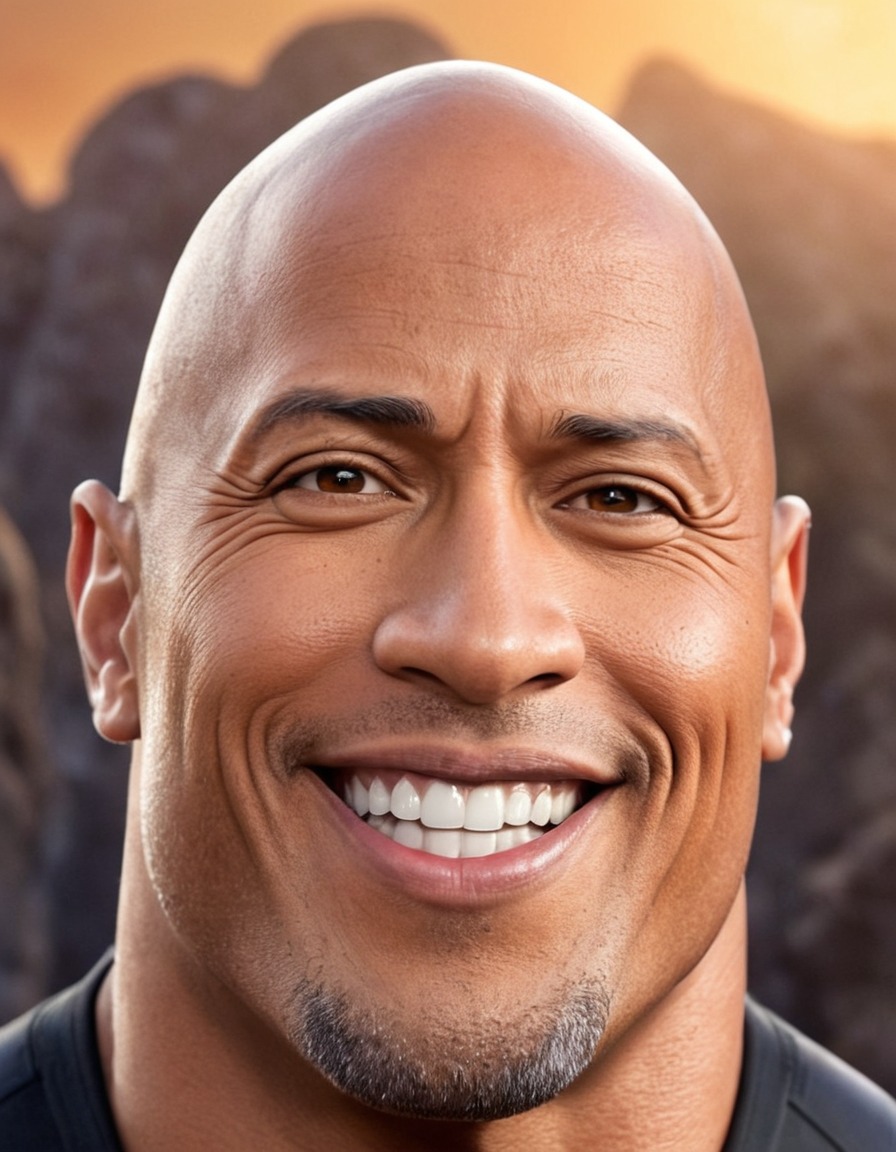 dwayne johnson, the rock, caricature, big head, smile, entertainment, celebrity