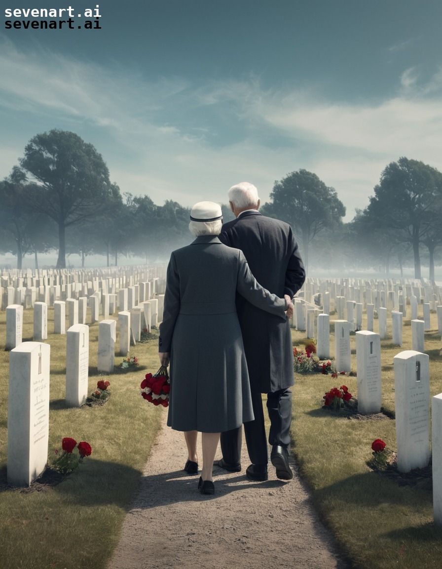 war memorial, elderly couple, respect, remembrance, somber atmosphere, war