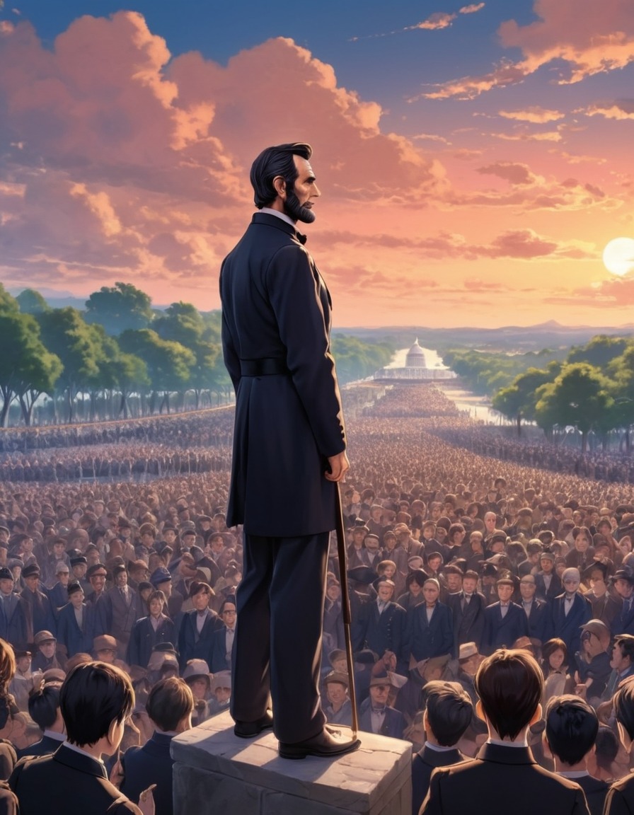 abraham lincoln, gettysburg address, historical figure, american history, solemn occasion, anime