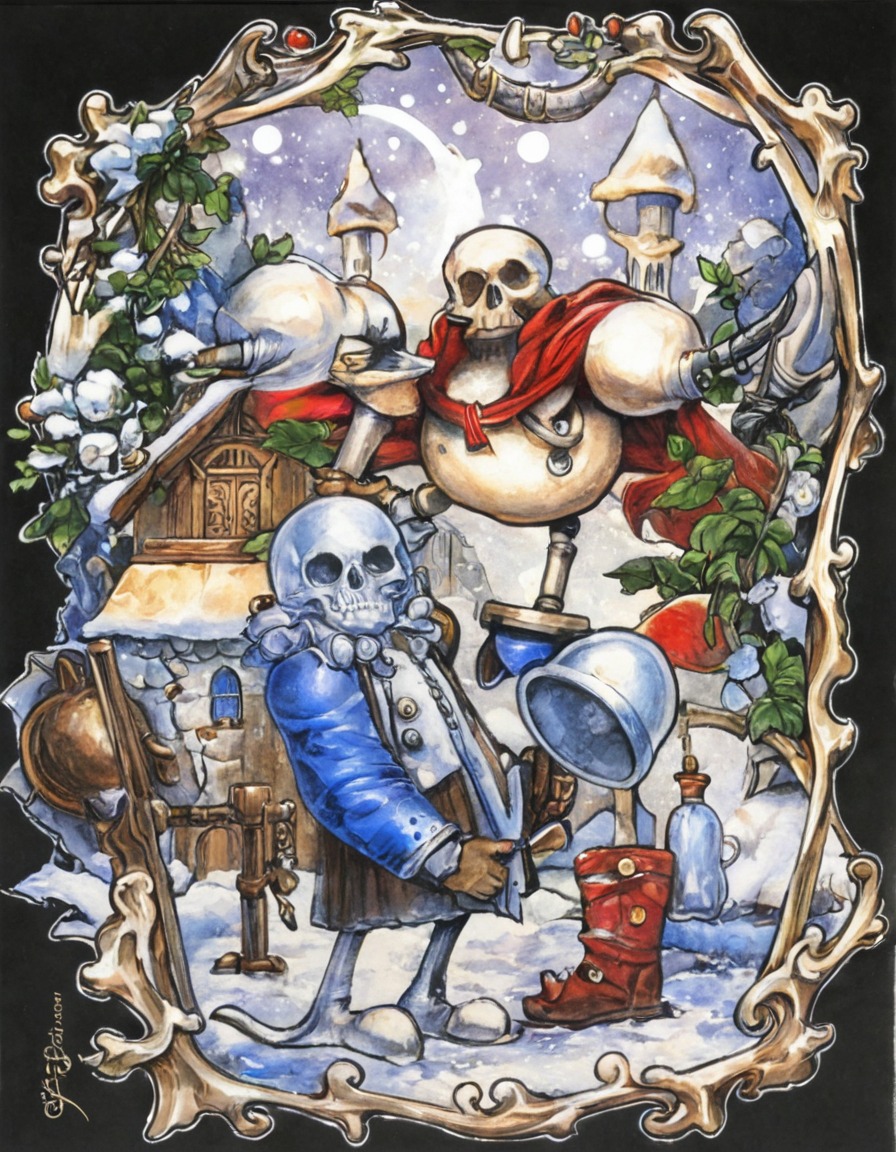 bones, dog, house, papyrus, sans, snow, undertale, greaterdog, snowdin