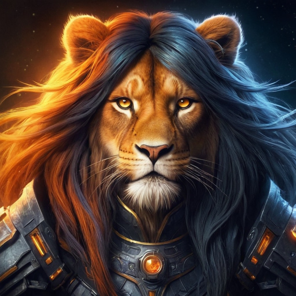 characterdesign, warrior, magic, fantasyart, feline, lion, bing, conceptart, hybrid, scifi, space