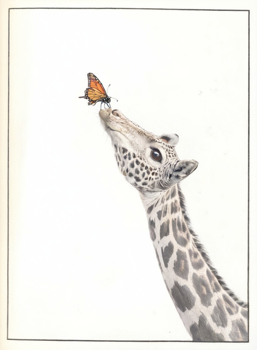 animal, traditionalart, pencildrawing, wildlife, animalart, butterfly, giraffe