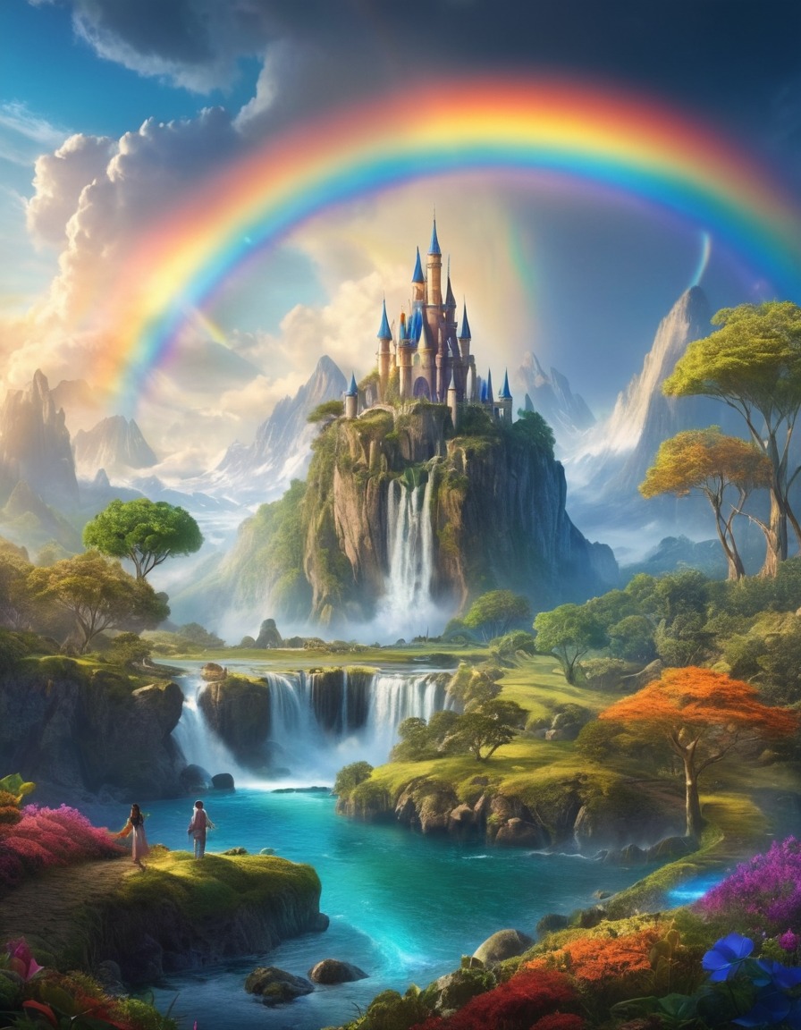 enchanted rainbow, hidden realm, wonders, magical, fantasy, enchantment, mystical beings