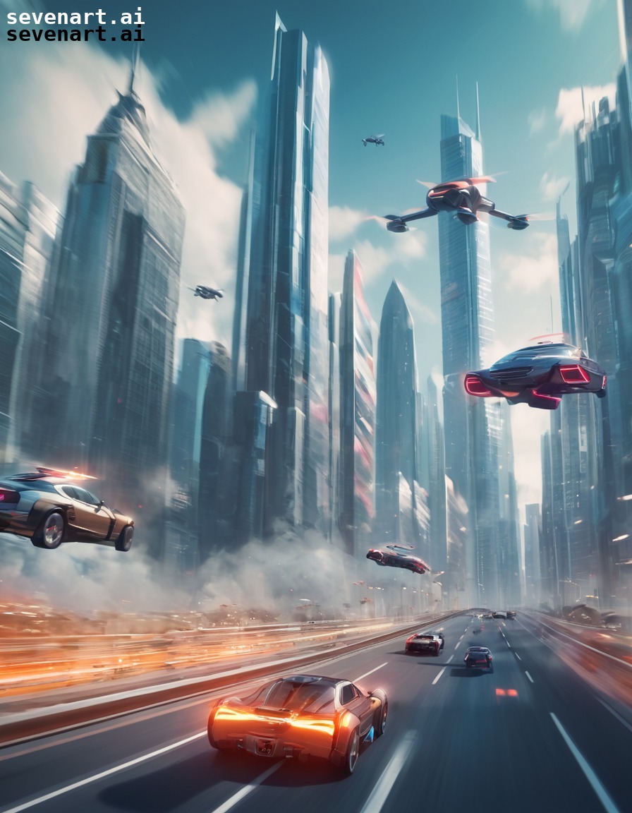 futuristic, cityscape, flying cars, technology, urbanism, modern city, city