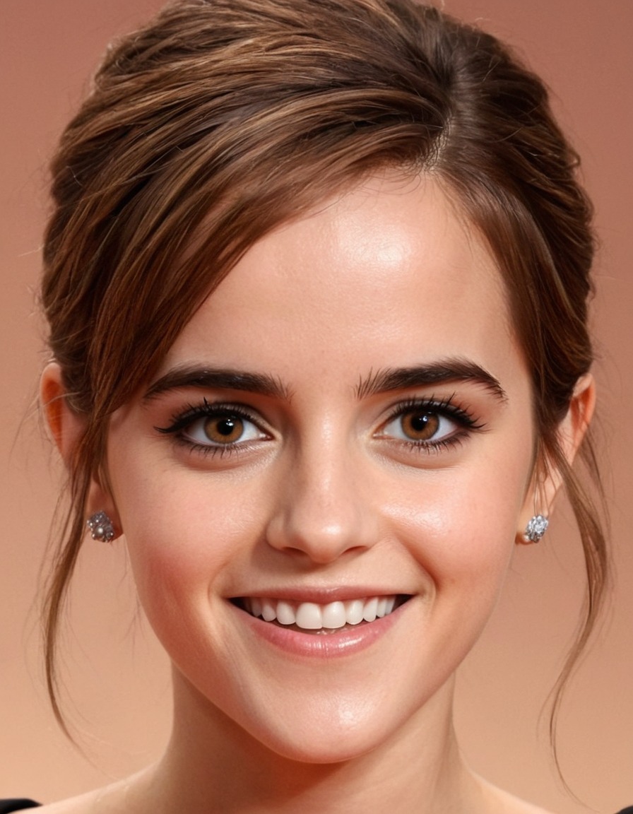 emma watson, celebrity, big nose, smile, forehead, eyes