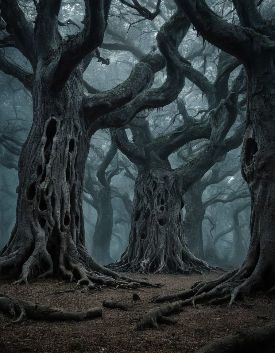 mystical, ancient trees, whispering secrets, nature, magic, mystery