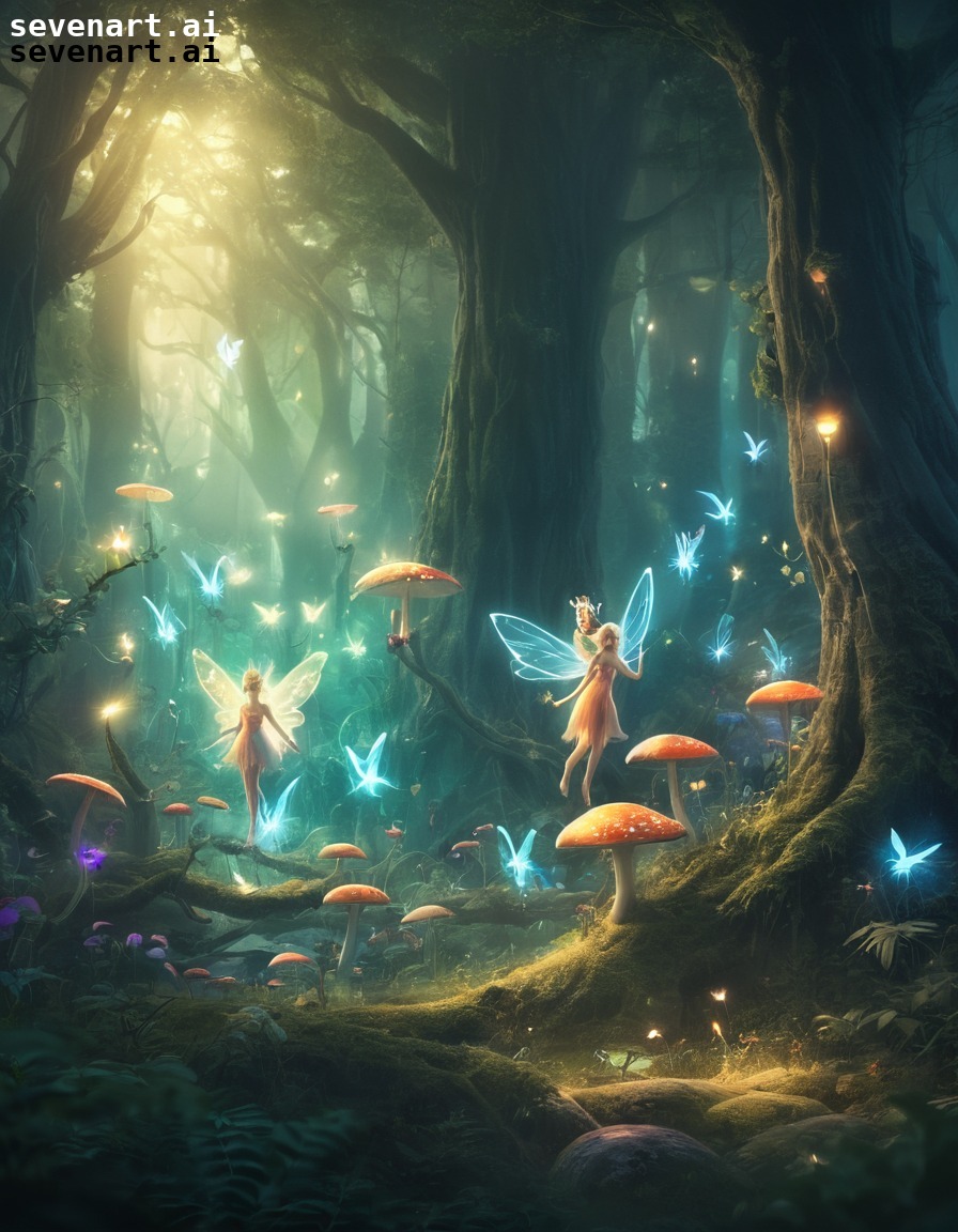 fantasy, mystical, forest, fairies, animals