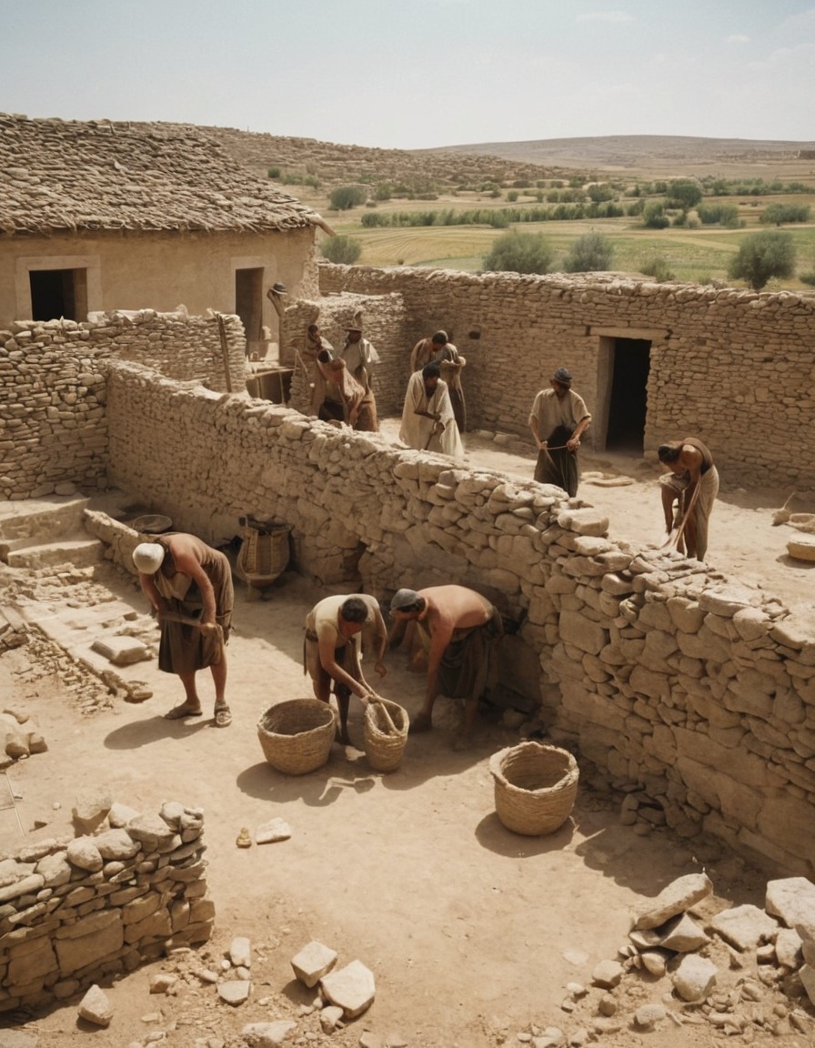 neolithic, middle east, ancient civilization, stone house, rural village, construction, 6000 bc