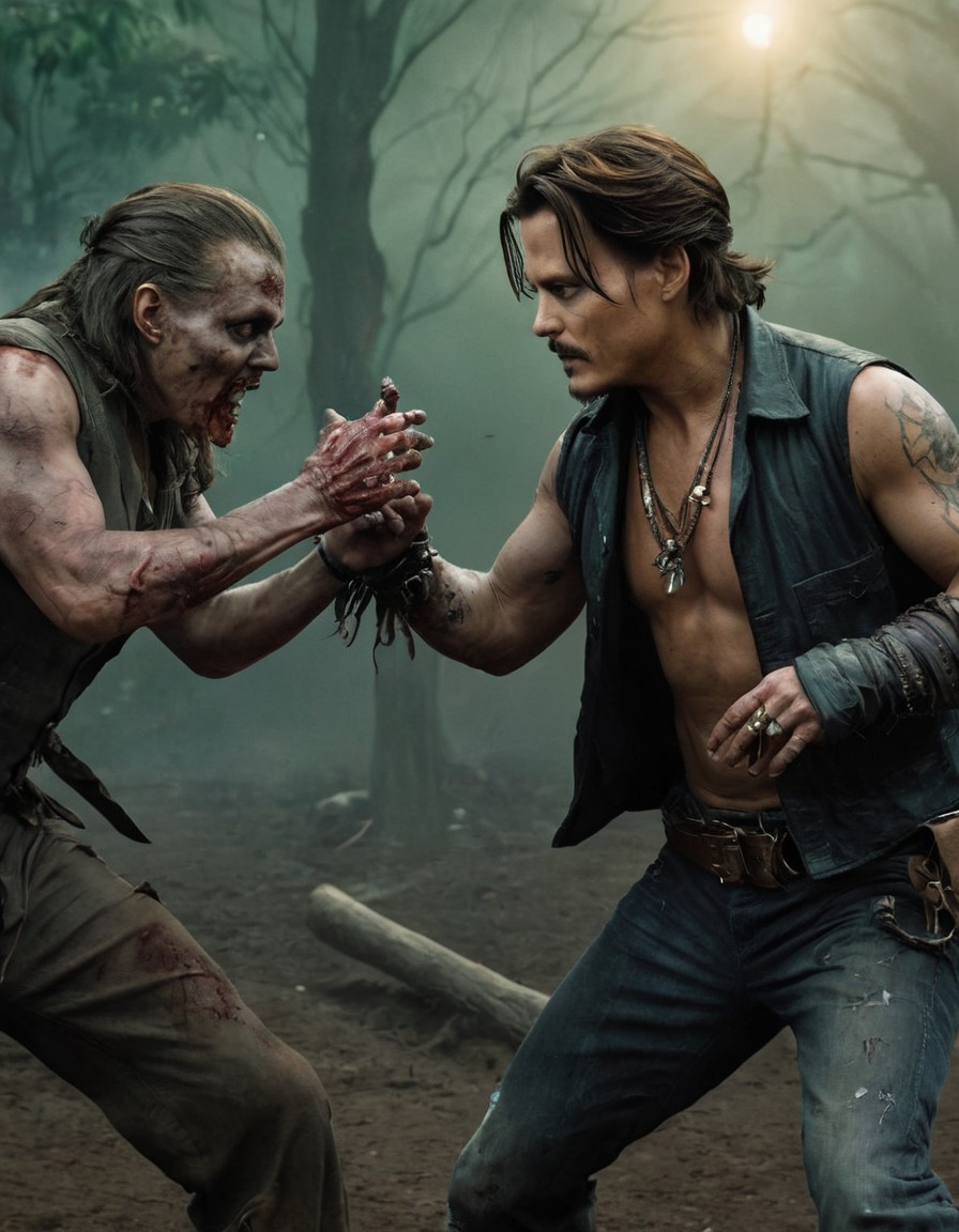 johnny depp, zombie, horror, celebrity, action, fight scene