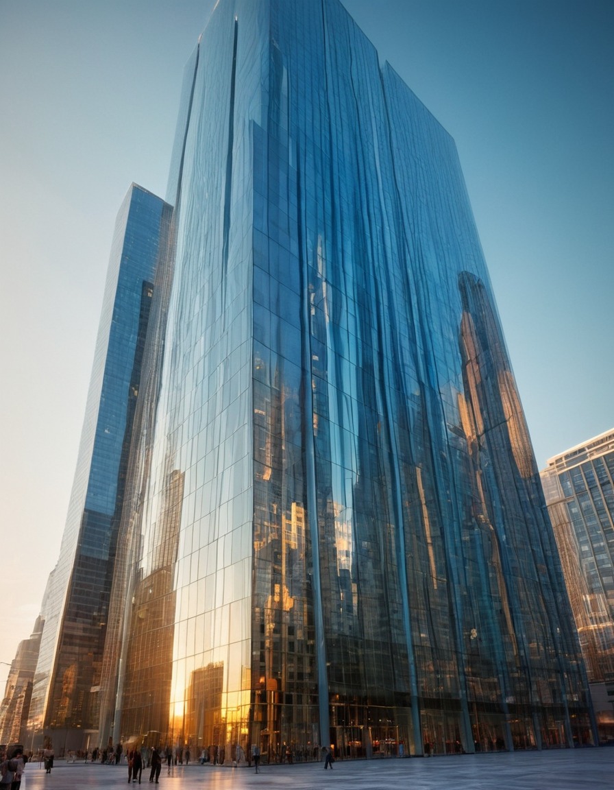 skyscraper, modern, glass, reflection, architecture