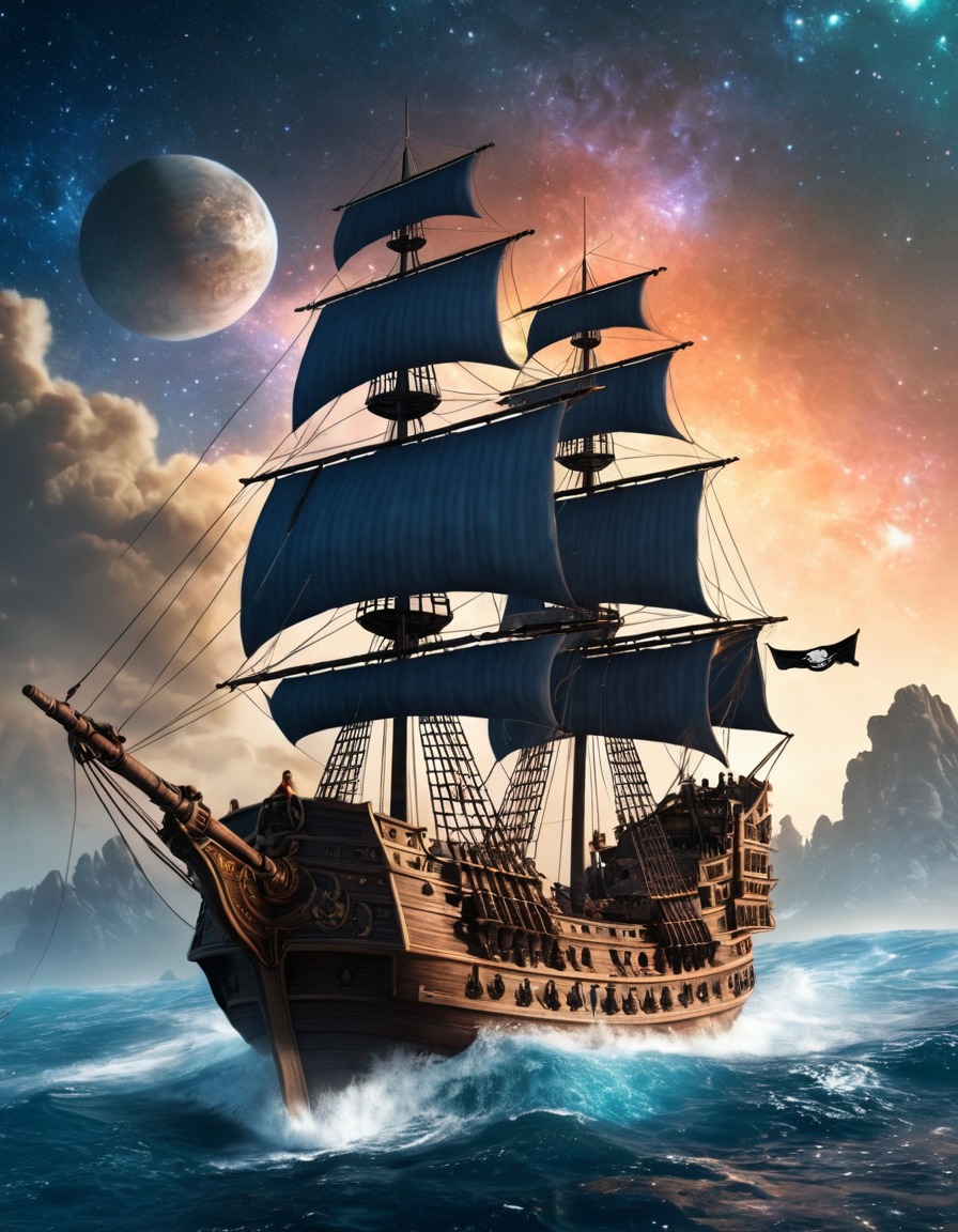 pirate ship, space, outer space, adventure, fantasy, sci-fi, extraterrestrial