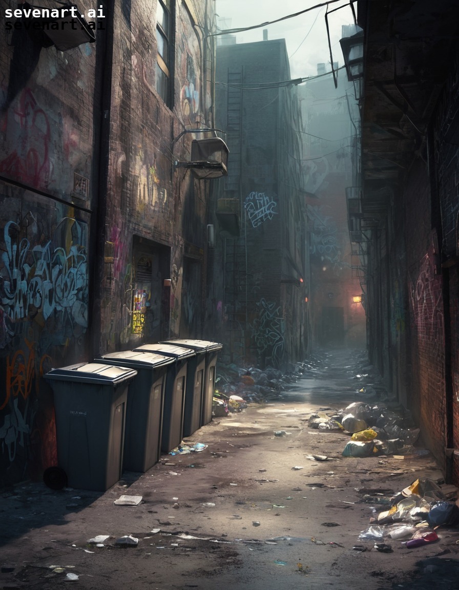 urban, alleyway, graffiti, trash, darkness, modern city, city