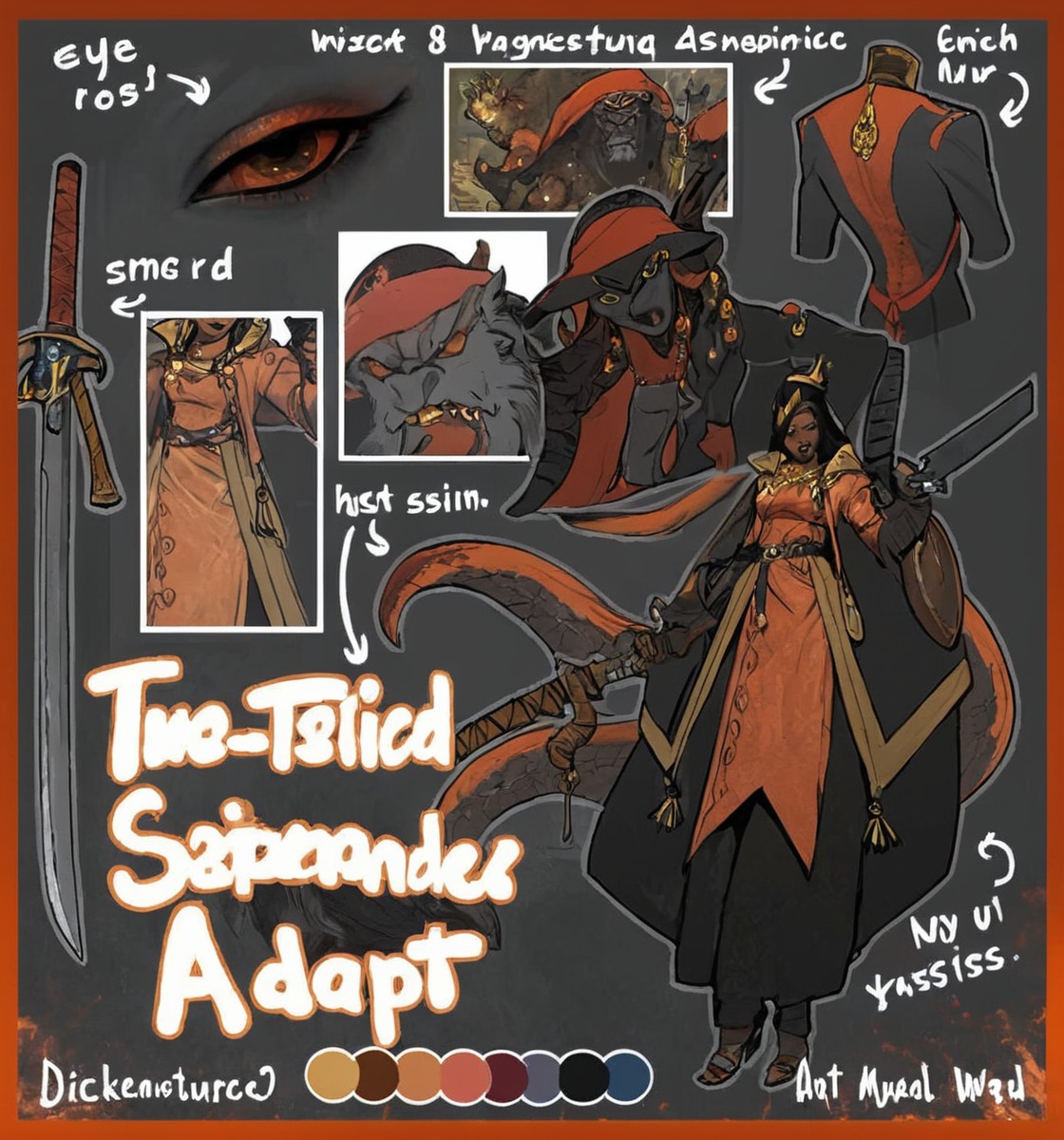 characterdesign, adoptable, warrior, adoptablesopen, fantasycharacter, dnd, adoptableauction, humanoid, characterconcept, referencesheet, adopt, anthro, character, design, dungeonsanddragons, lizard, lizardgirl, monster, monstergirl, original, pirate, refsheet, salamander, scaly, tail, tails, kemonomimi, hunnibunni