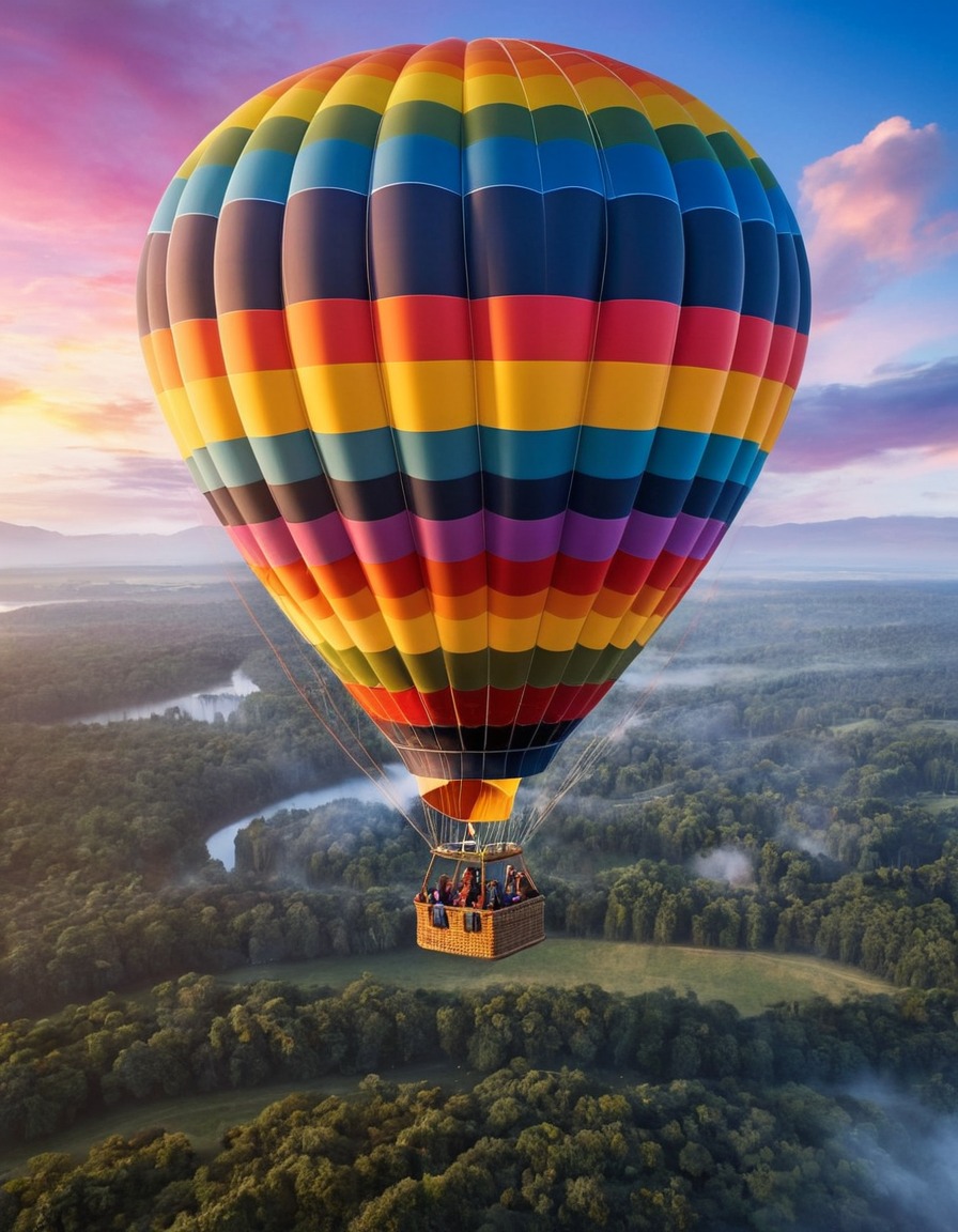 hot air balloon, rainbow, colorful, sky, peaceful