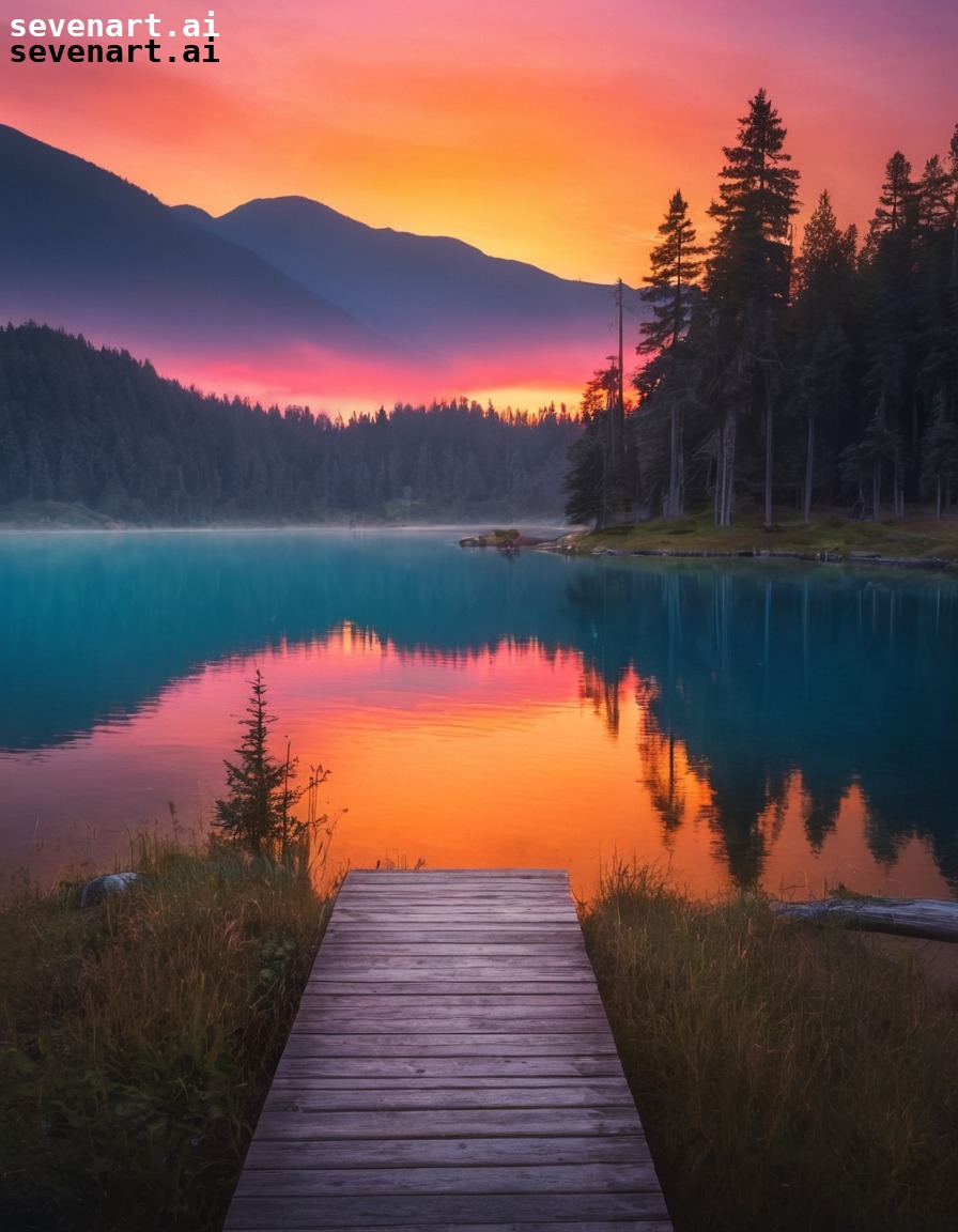 sunset, lake, vibrant, serene, reflection, nature