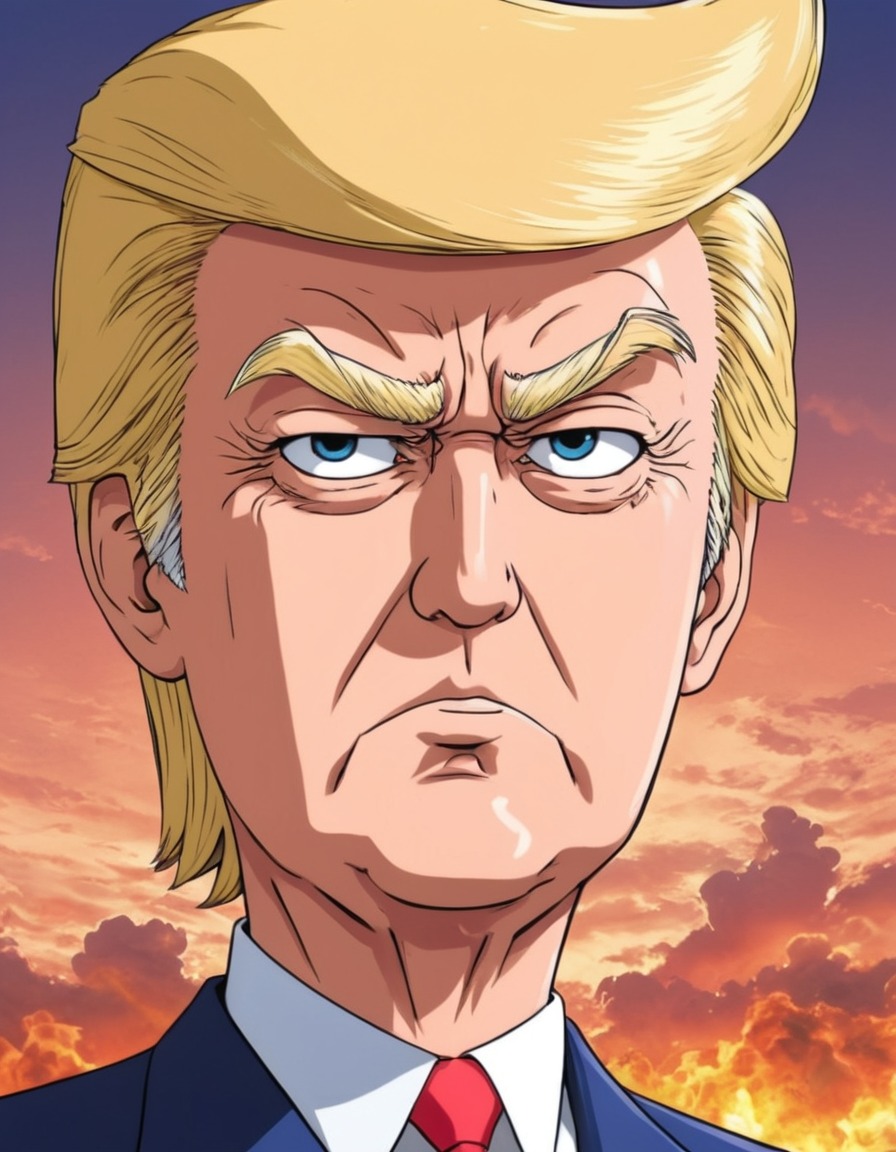 anime, caricature, donald trump, politics, satire