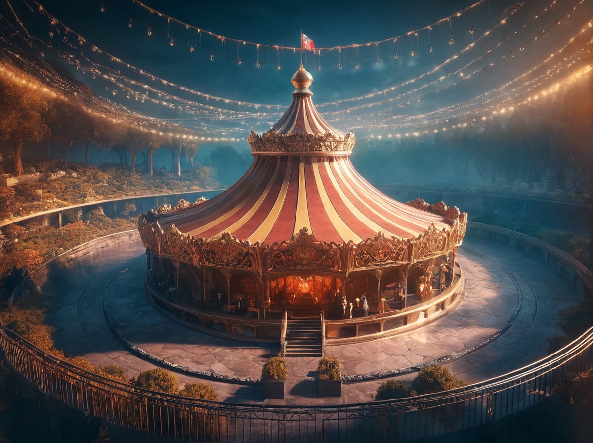 conceptart, magic, animals, beautiful, circus, colorful, dailydeviation, epic, fun, landscapescenery, lights, pavilion, people, photoshop, surreal, old