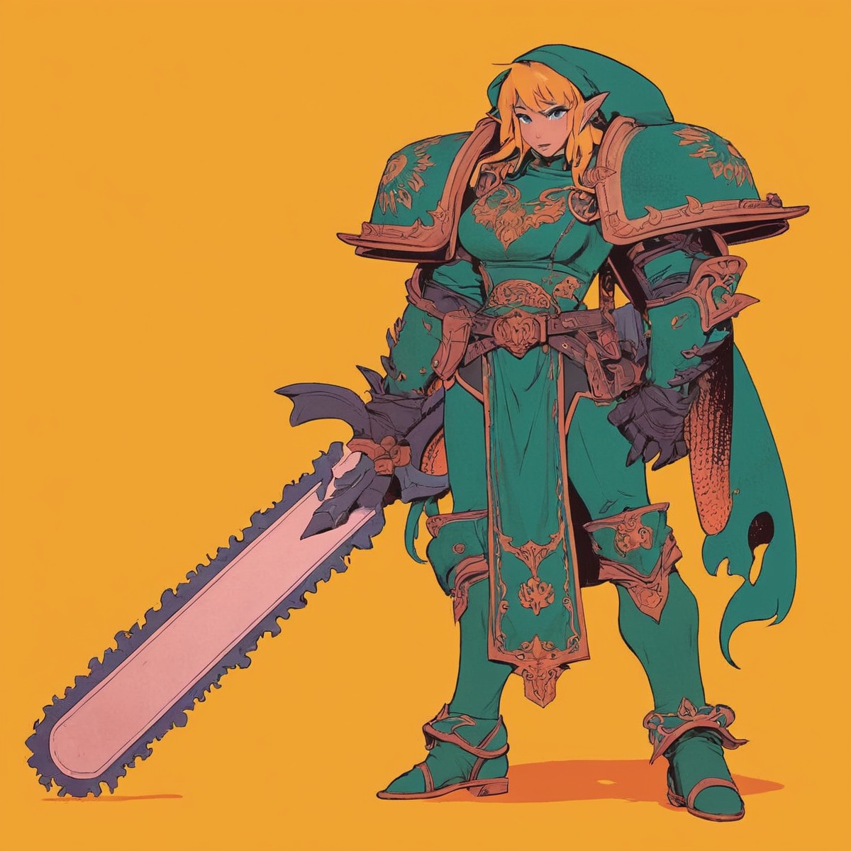 fanart, characterdesign, videogamefanart, nintendo, animedrawing, sword, link, chainsaw, chainsword, fanartdigital, powerarmor, spacemarine, thelegendofzelda, vgart, videogamecharacter, warhammer, warhammer40k, zelda, zeldafanart, generativeart, spacemarines40k, zelda_fanart, power_armor, zeldabreathofthewild, spacemarines40kfanart, spacemarine2, midjourney, midjourneyai, midjourneycommunity, zelda_tears_of_the_kingdom