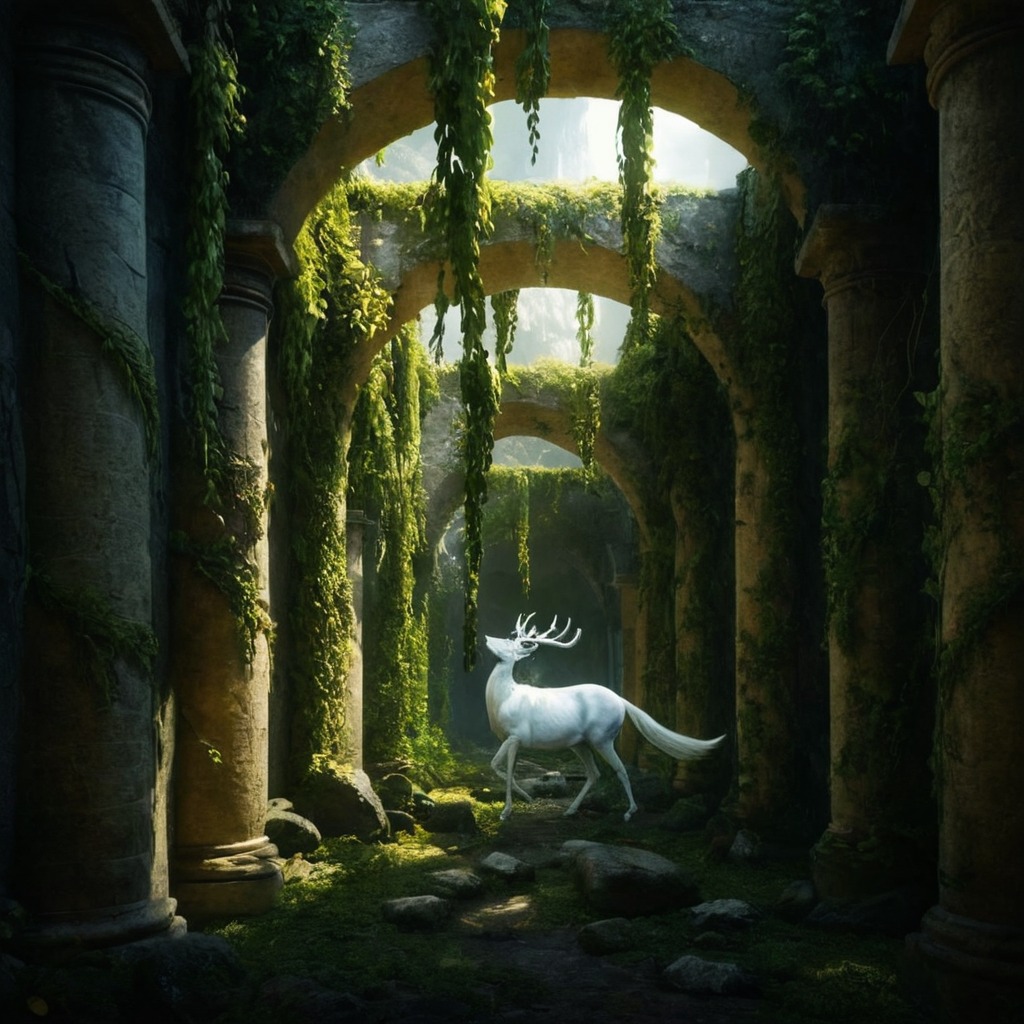 digitalart, magic, fantasyart, spirit, mythical, conceptart, forest, creature, characterdesign, digitalpainting, wallpaper, dragon, surreal, ancient, arches, crumbling, derived, emerald, fantasycharacter, green, guardian, leaves, legendary, lightmagic, monster, mythology, stone, sunlight, vines, creepycryptids