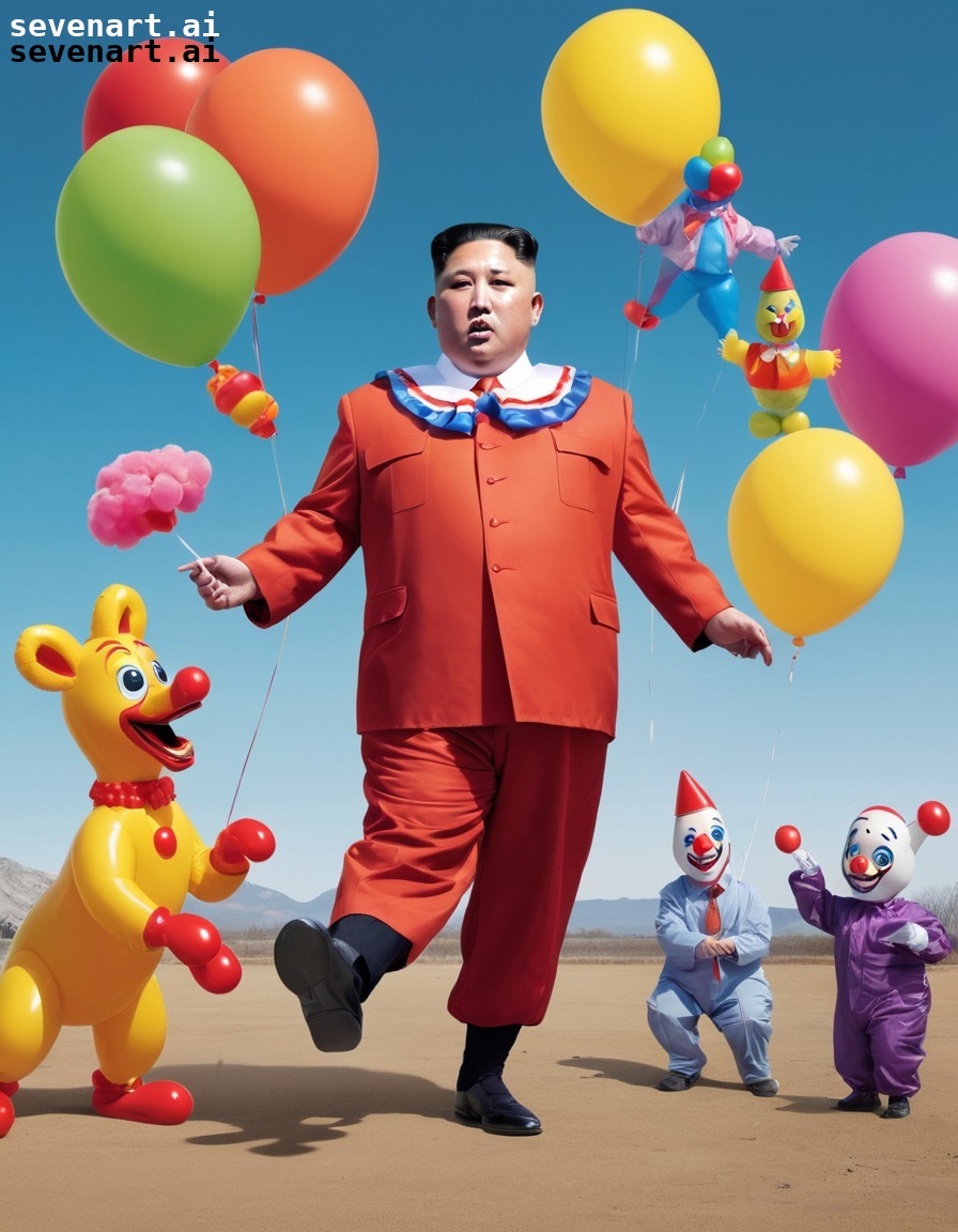 humor, clown costume, balloon animals, failure, satire, kim jong-un, north korea