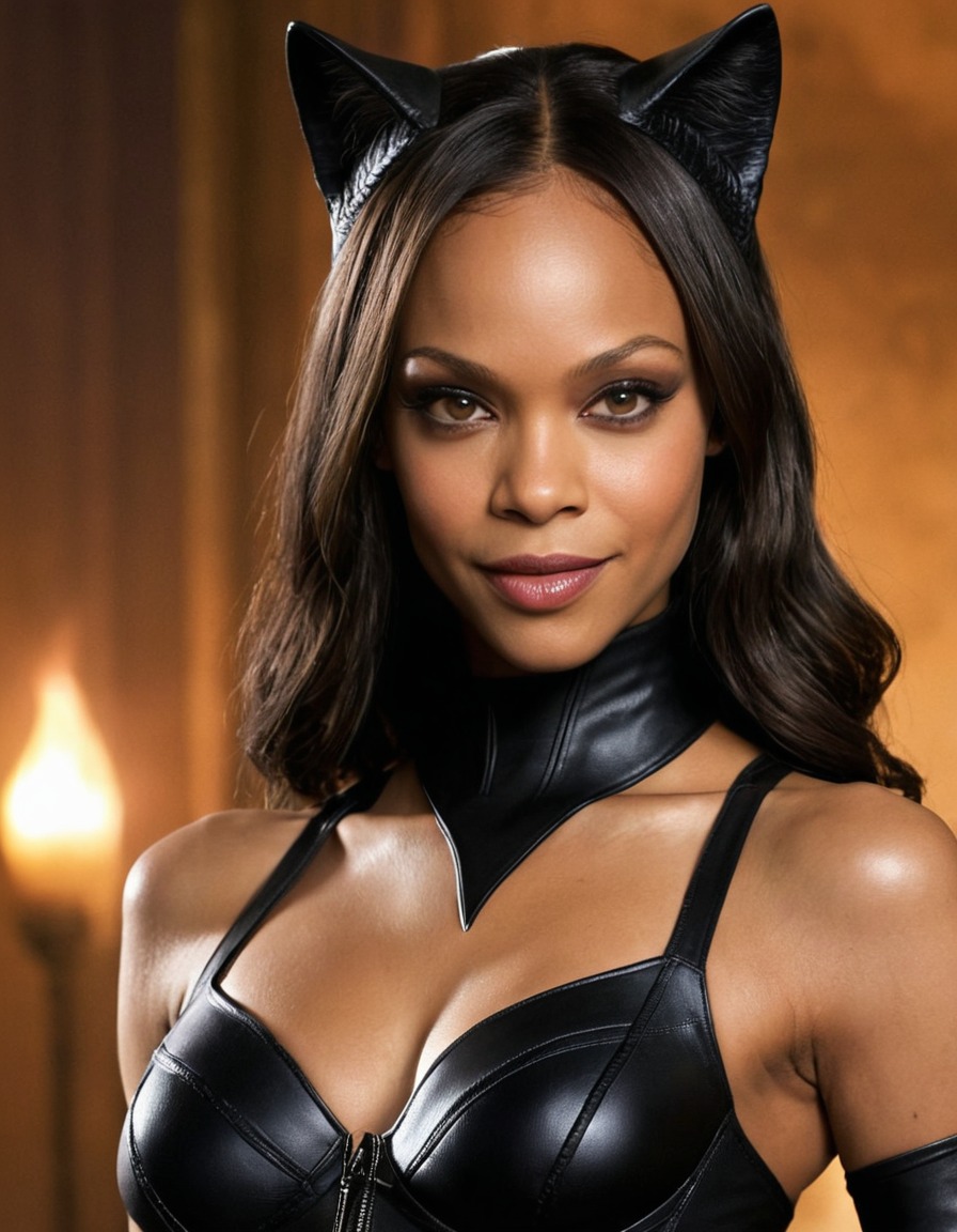 catwoman, zoe saldana, dc comics, superhero, actress, feline, transformation