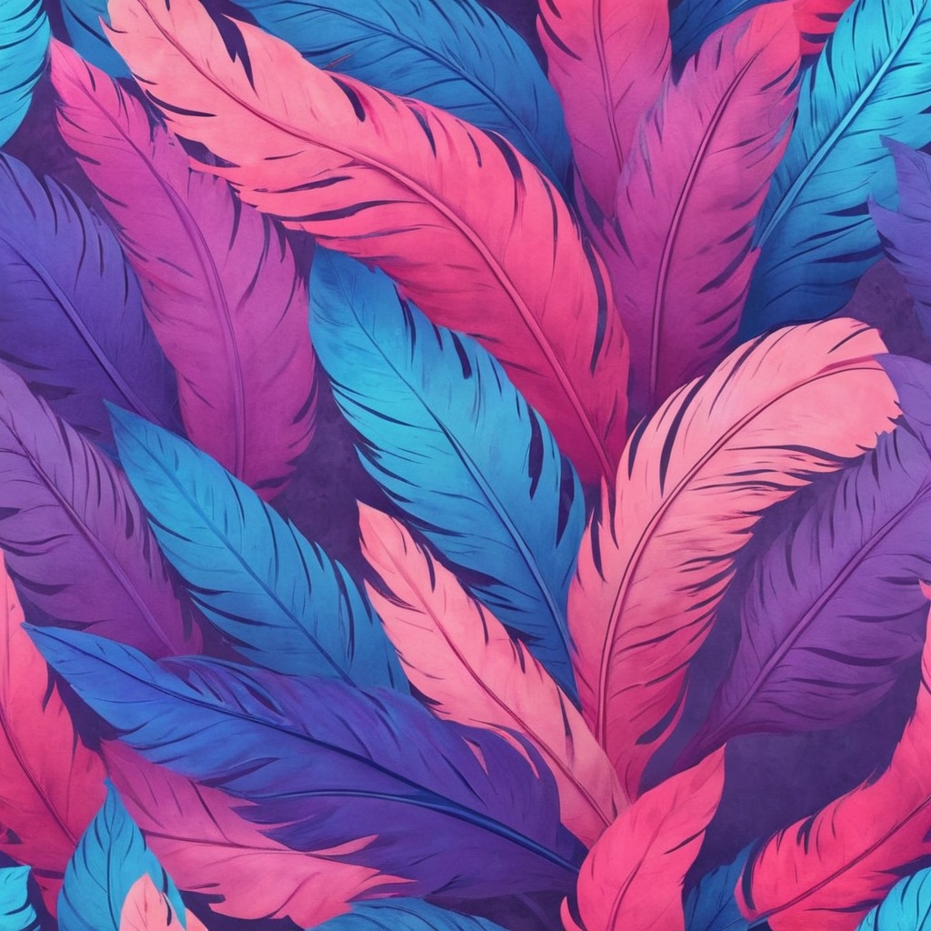 wallpaper, blue, feathers, pink, purple