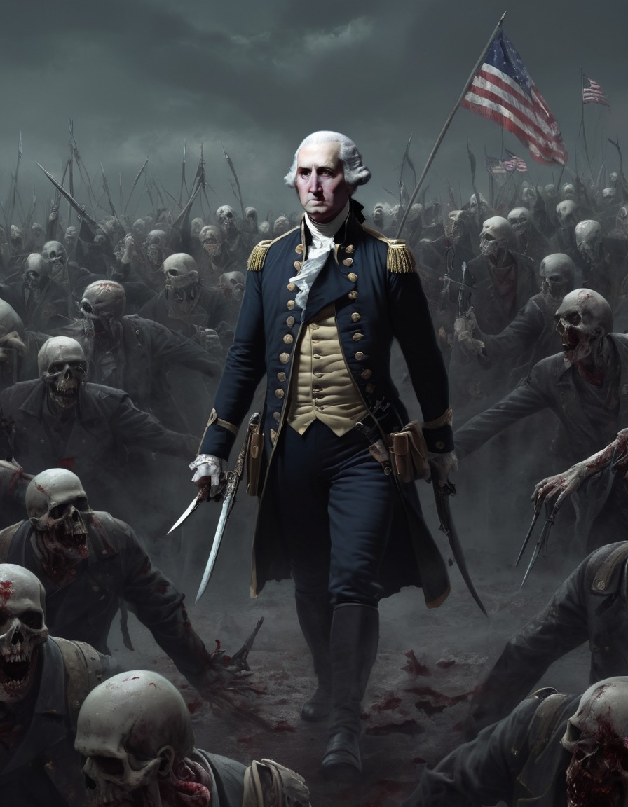 zombie, undead, george washington, army, battle