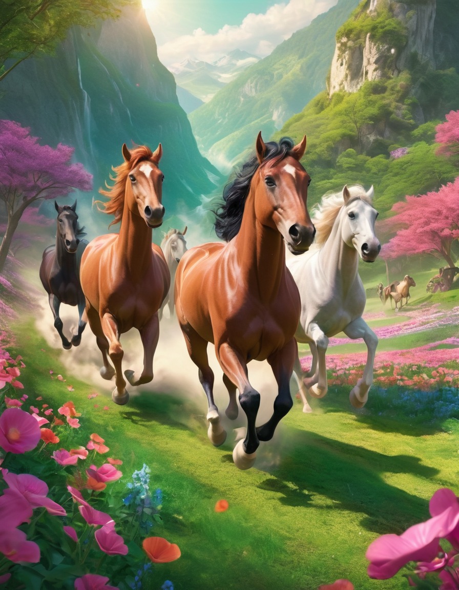 centaurs, race, valley, nature, mythical beings, fantastic