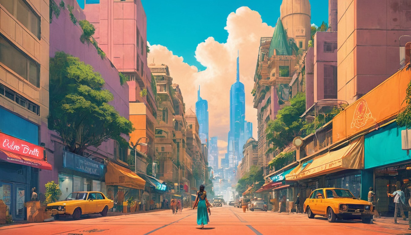 digitalart, anime, architecture, cityscape, dreamup, cartoon, fanart, pixelart, digitalpainting, scifi, wallpaper, cyberpunk, sky, ai_art