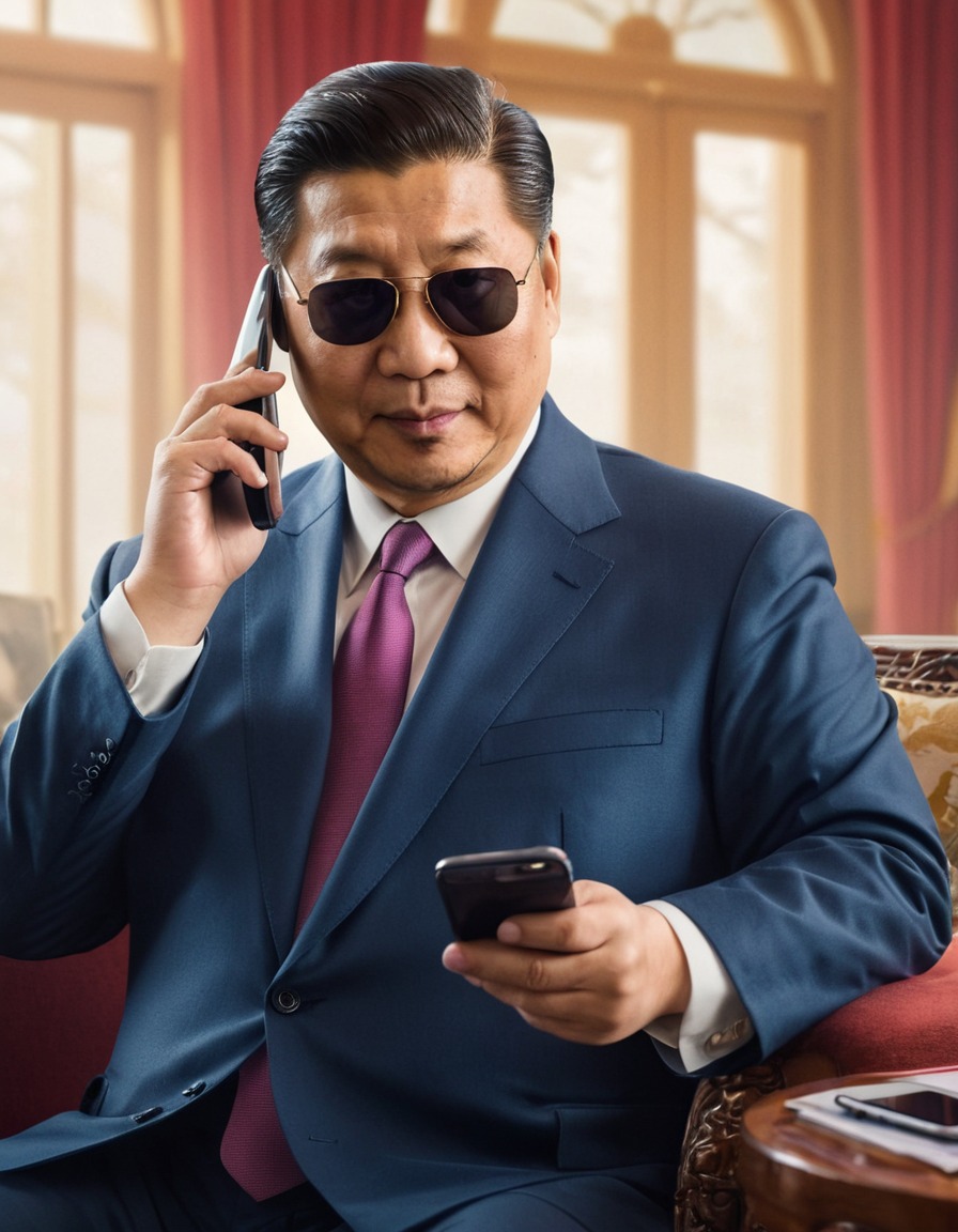 xi jinping, sunglasses, indoors, phone, smug, politics, fun