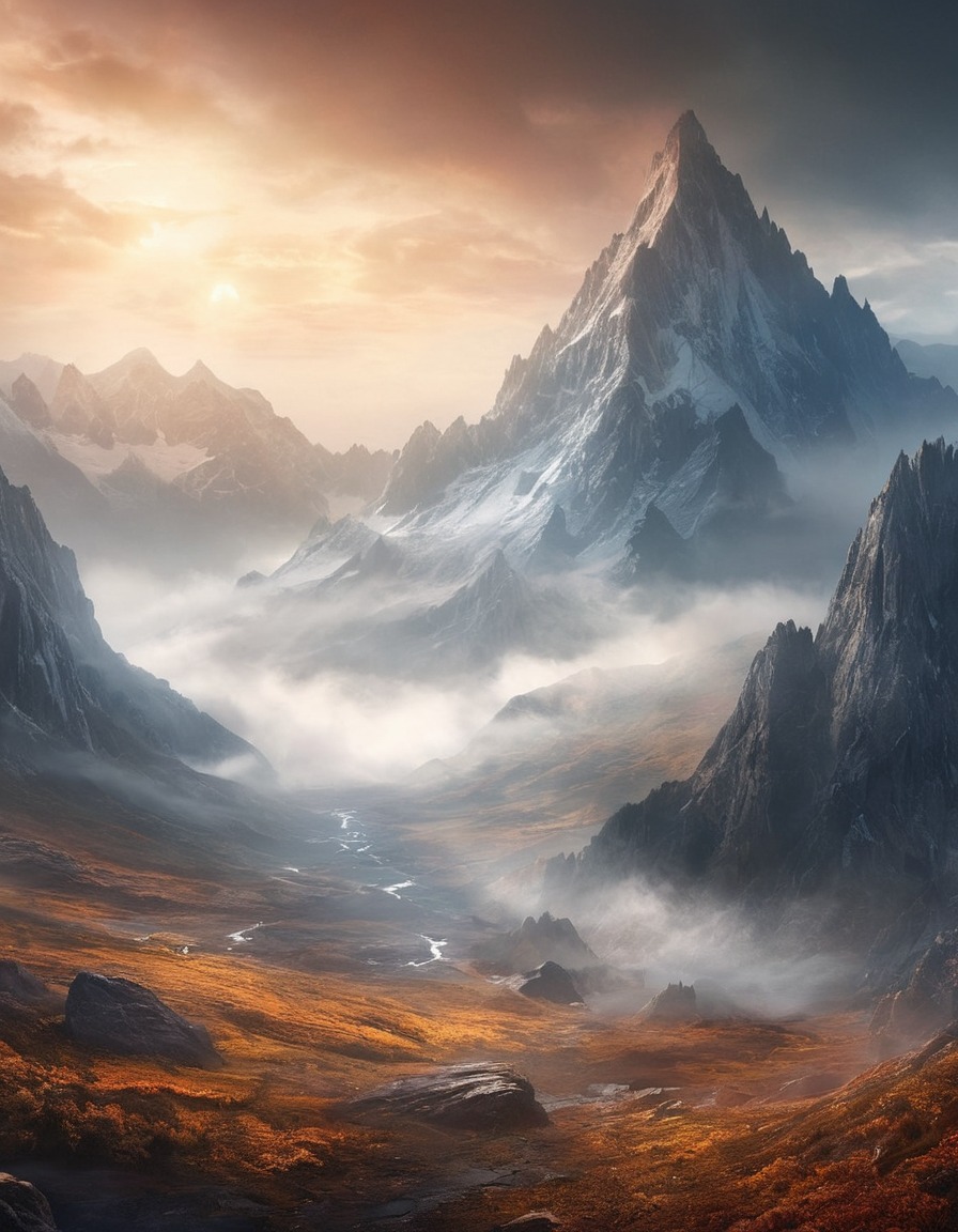 mountains, mist, nature, landscape, majestic