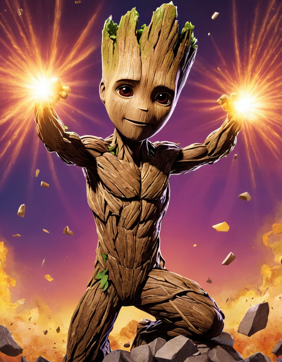 groot, superhero, hero, saving the day, anime, marvel