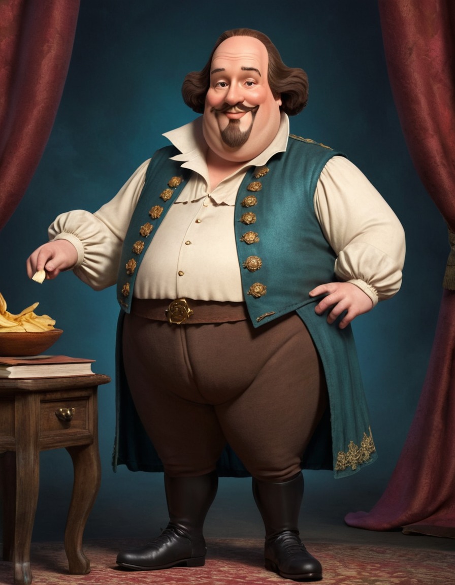 overweight, humorous, caricature, william shakespeare, fat