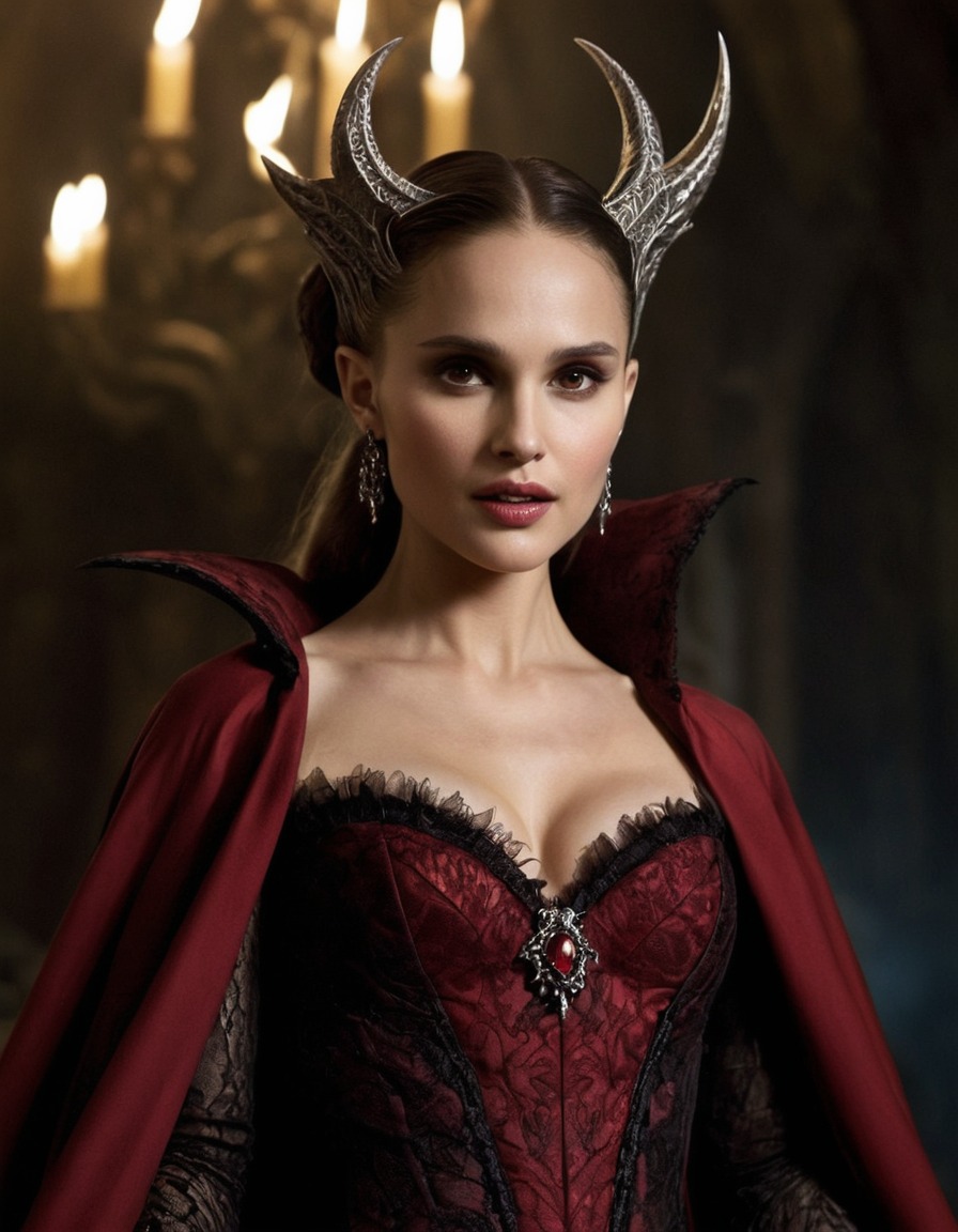 natalie portman, vampire, queen, fantasy, dark, sinister, illustration