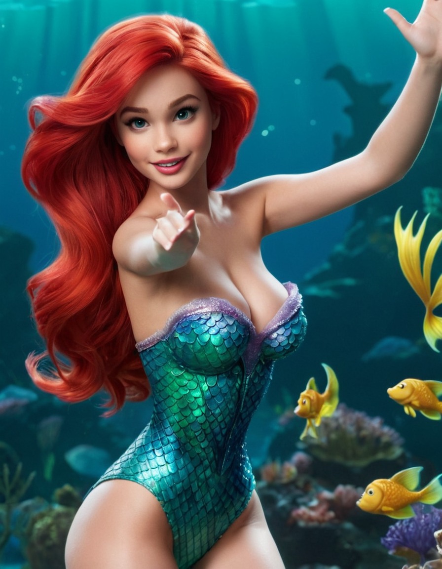 ariel, the little mermaid, mermaid, disney princess, red hair, underwater princess, pretty woman