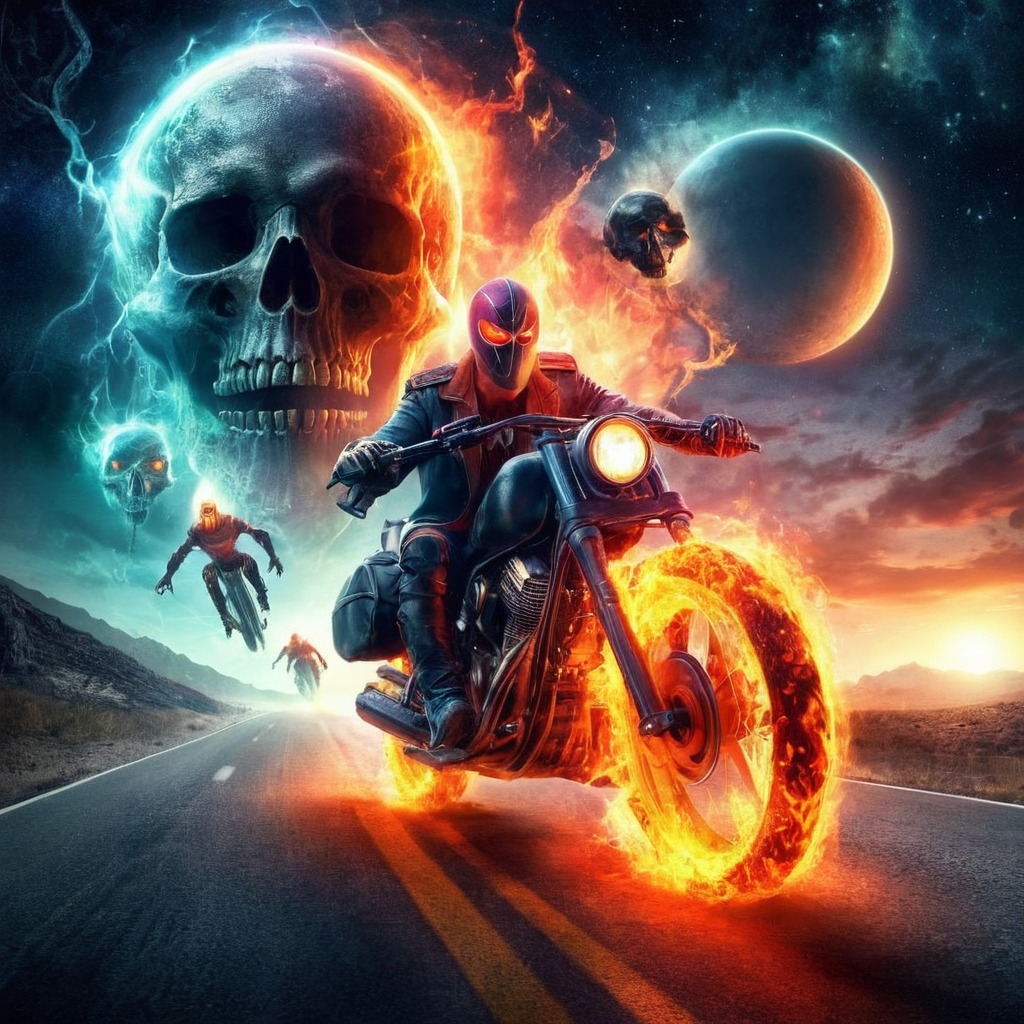 wallpaper, digitalart, horror, drama, motorcycle, characterdesign, scifi, movie, fanart, highwaytohell