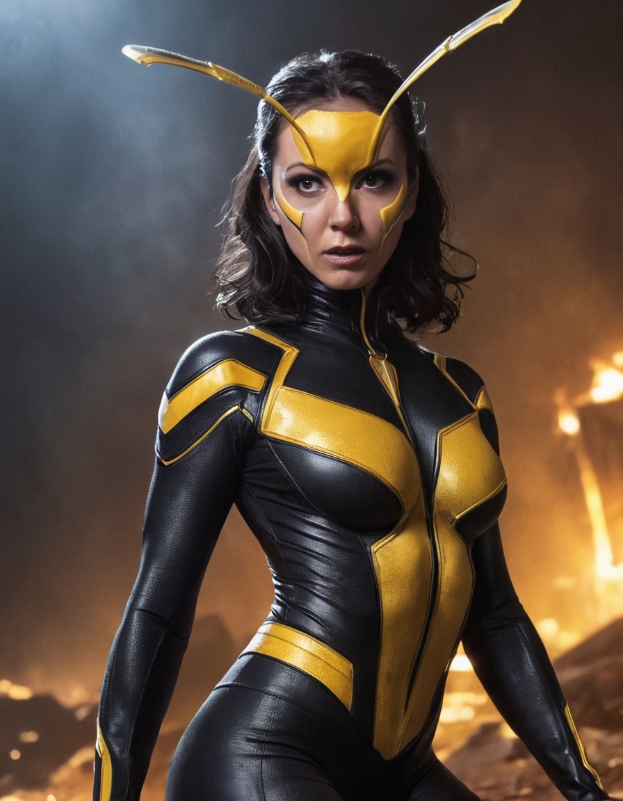 superhero, wasp, torn suit, action