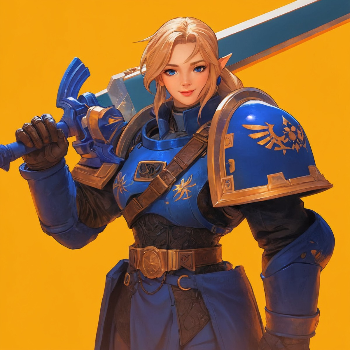 digitalart, fanart, characterdesign, videogamefanart, animedrawing, nintendo, sword, chainsaw, chainsword, fanartdigital, link, powerarmor, spacemarine, thelegendofzelda, vgart, videogamecharacter, warhammer, warhammer40k, zelda, zeldafanart, generativeart, spacemarines40k, zelda_fanart, power_armor, zeldabreathofthewild, spacemarines40kfanart, spacemarine2, midjourney, midjourneyai