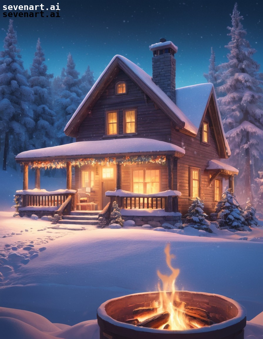 winter, cozy, snow, fireplace, cabin, house, home