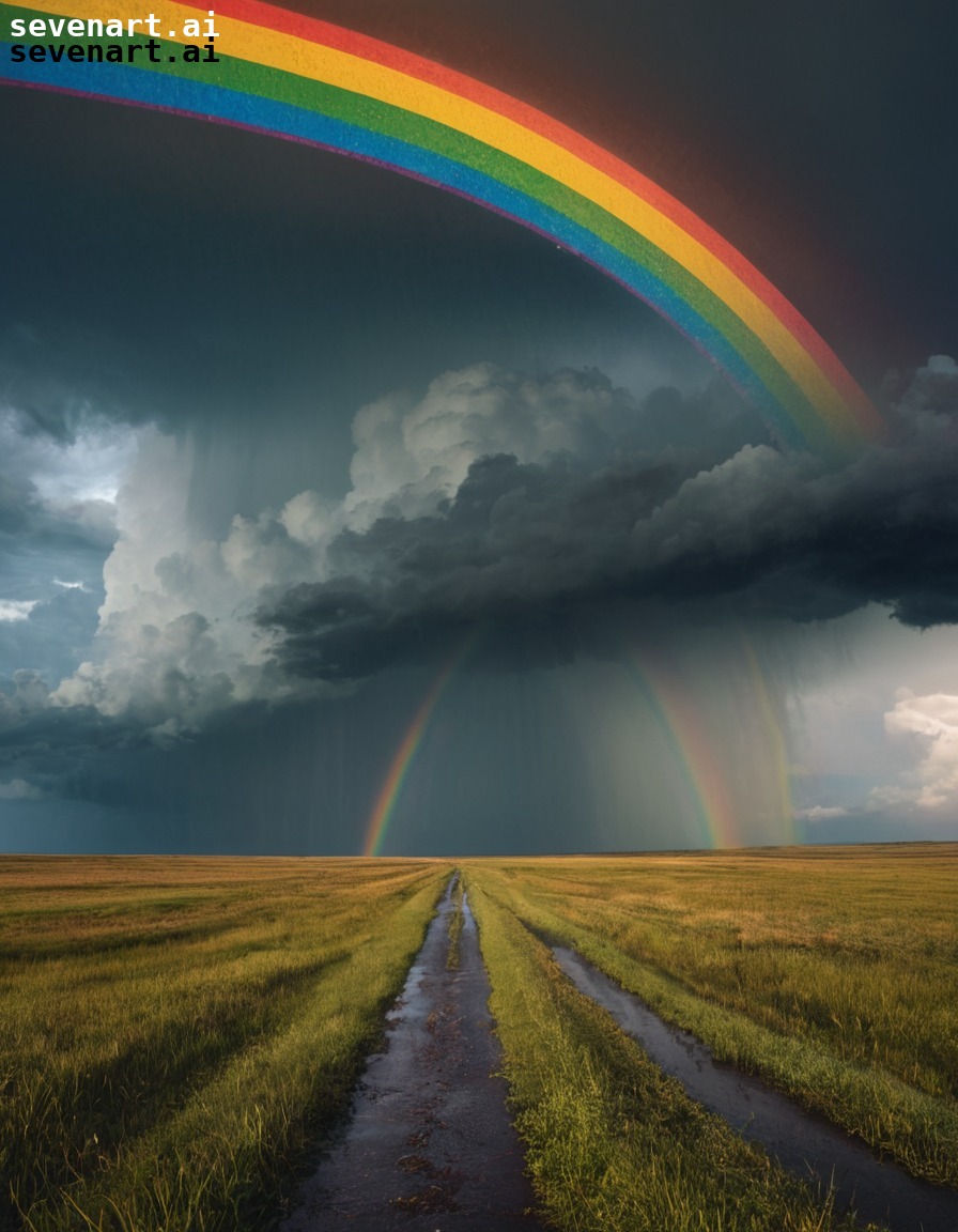 rainbow, storm, sky, hope, nature