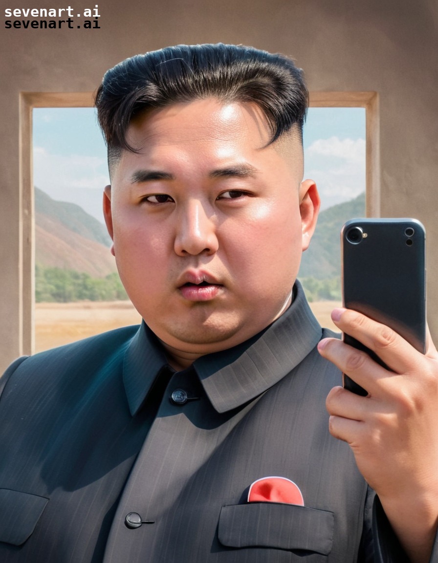 kim jong-un, selfie, smartphone, confusion, humor, north korea