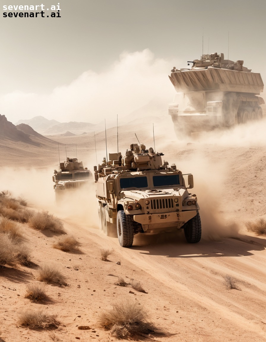 army, convoy, desert, dust, military