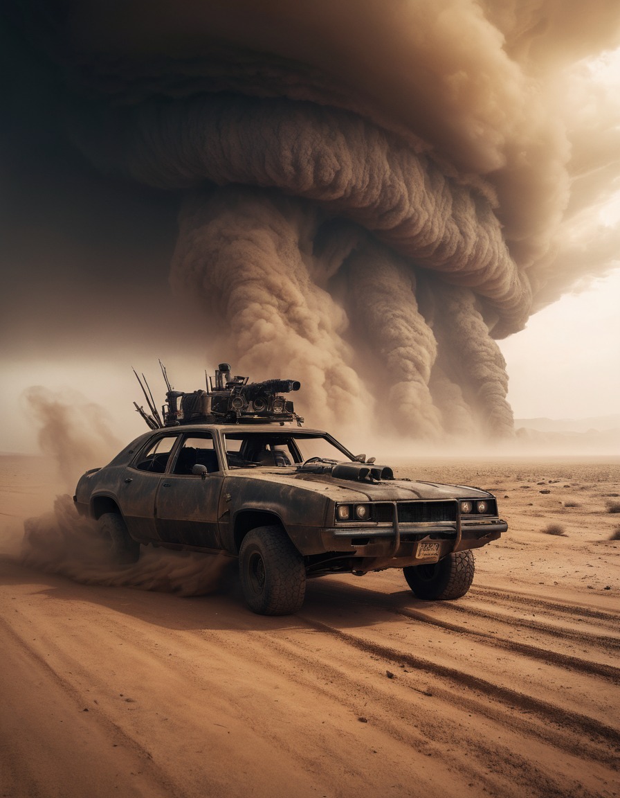 dust storm, harsh environment, mad max, landscape, apocalyptic