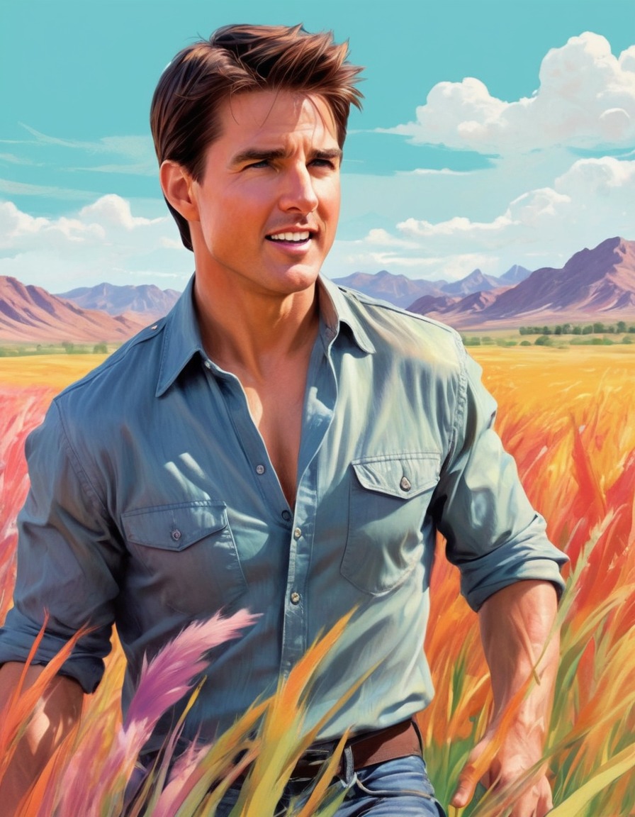 tom cruise, actor, painting, art, vibrant colors